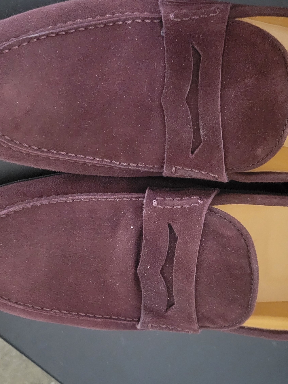 Campernile Men's Suede Penny Loafers in Burgundy